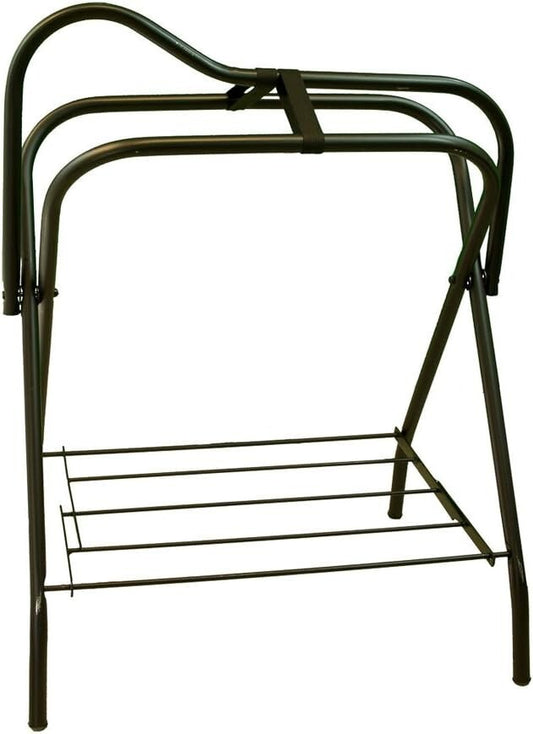 Collapsible Black Saddle Rack with Adjustable Bar - Perfect for Equestrian Gear