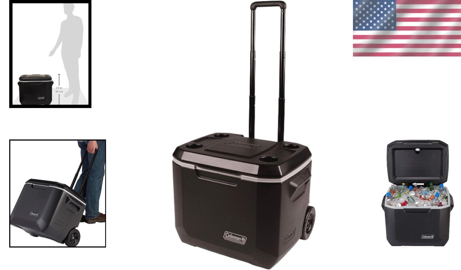 Durable Wheeled 50qt Cooler with Seating Lid - Perfect for Beach and Camping