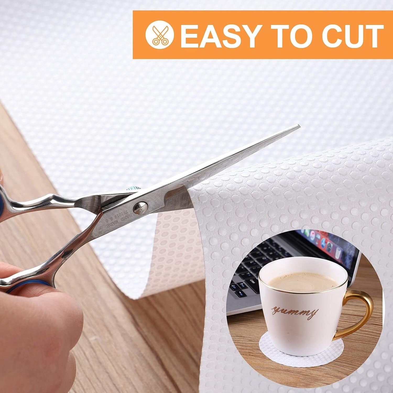 Easy-Cut White Shelf Liner 22" x 300" - Perfect for Cabinets and Drawers