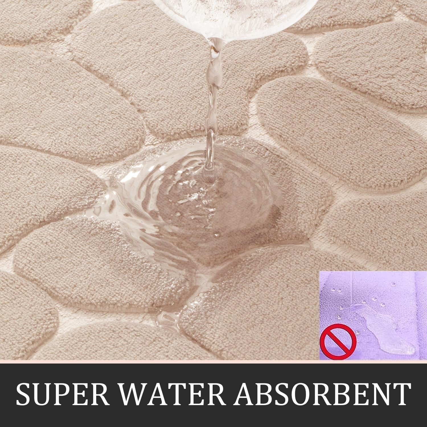 Luxurious Water-Absorbent Bath Rug Set - 5-Piece Memory Foam Khaki Collection