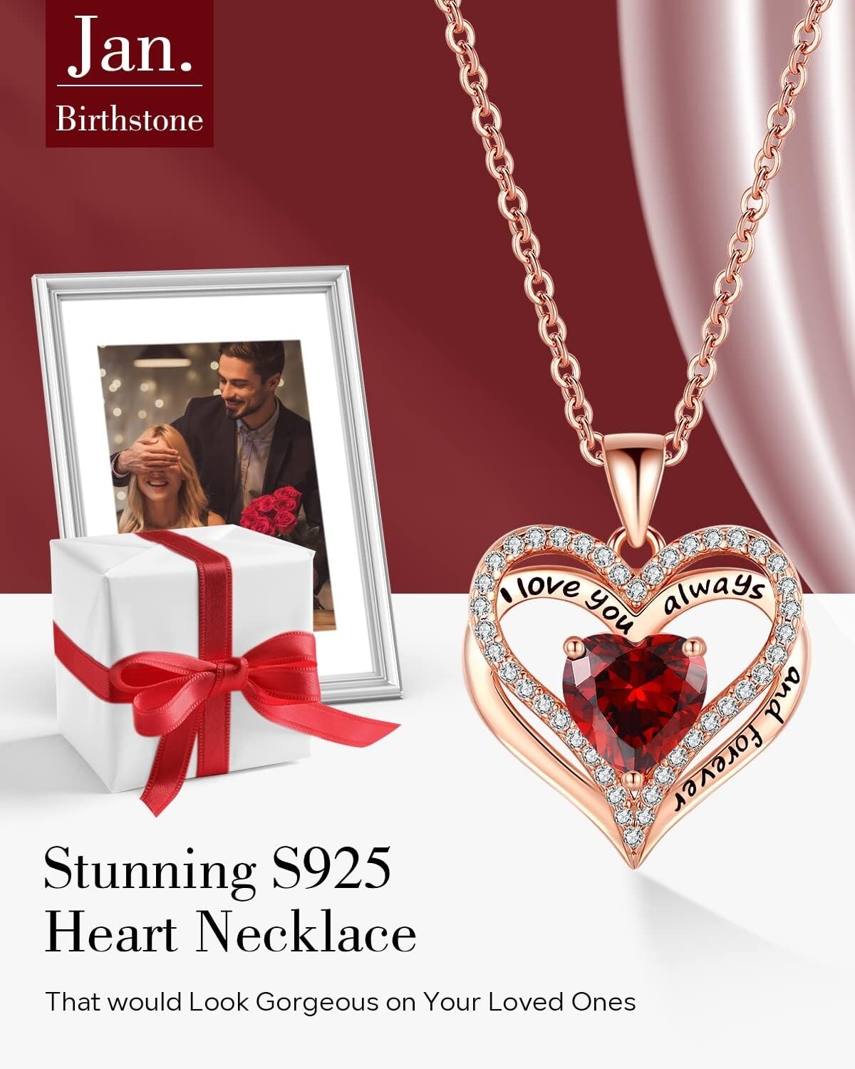 Elegant Rose Gold S925 Sterling Silver Heart Necklace for Women – Gift-Ready