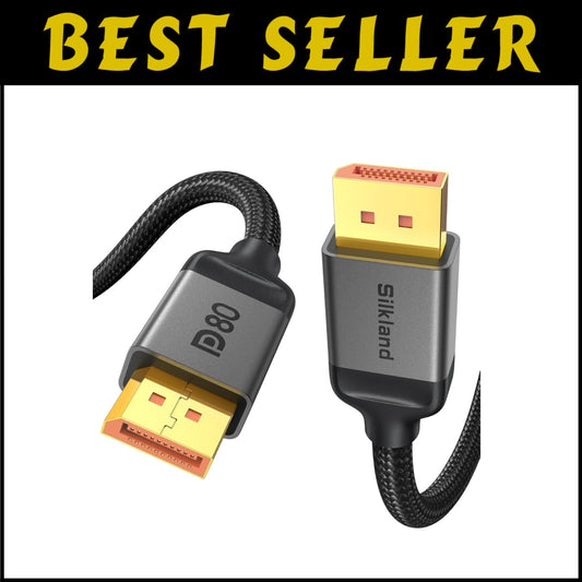 Durable 80Gbps DisplayPort Cable 2.1 - Ideal for Multi-Monitor Gaming Setups