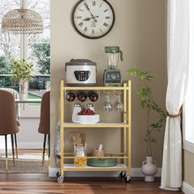 Load image into Gallery viewer, Rustic Marble Gold Rolling Beverage Cart - Perfect for Kitchen and Entertaining