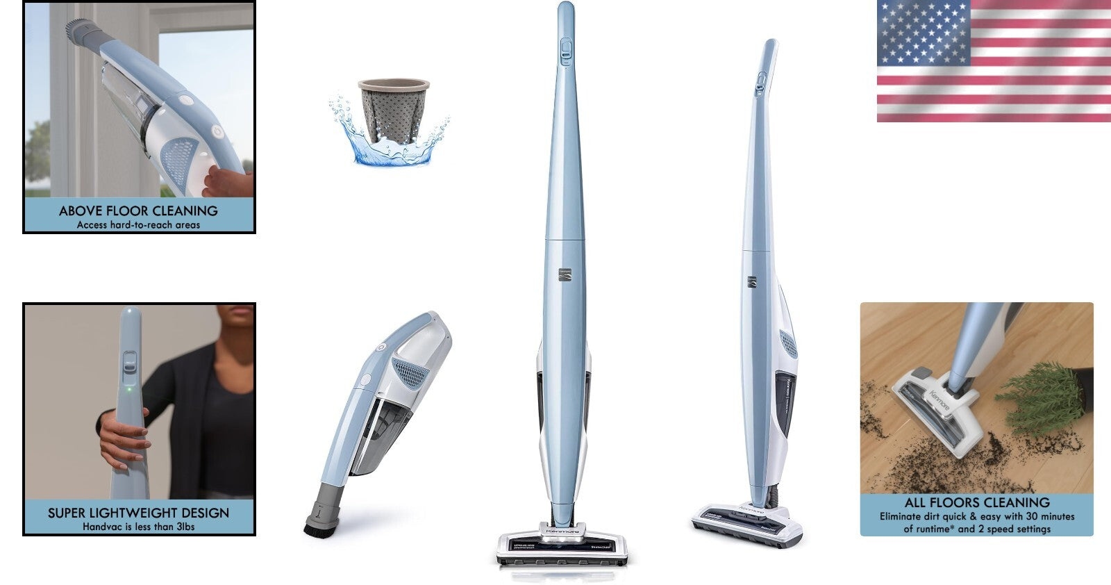 Cordless 16V Vacuum with Swivel Steering & Pet Hair Combating Tools - 2 Speeds