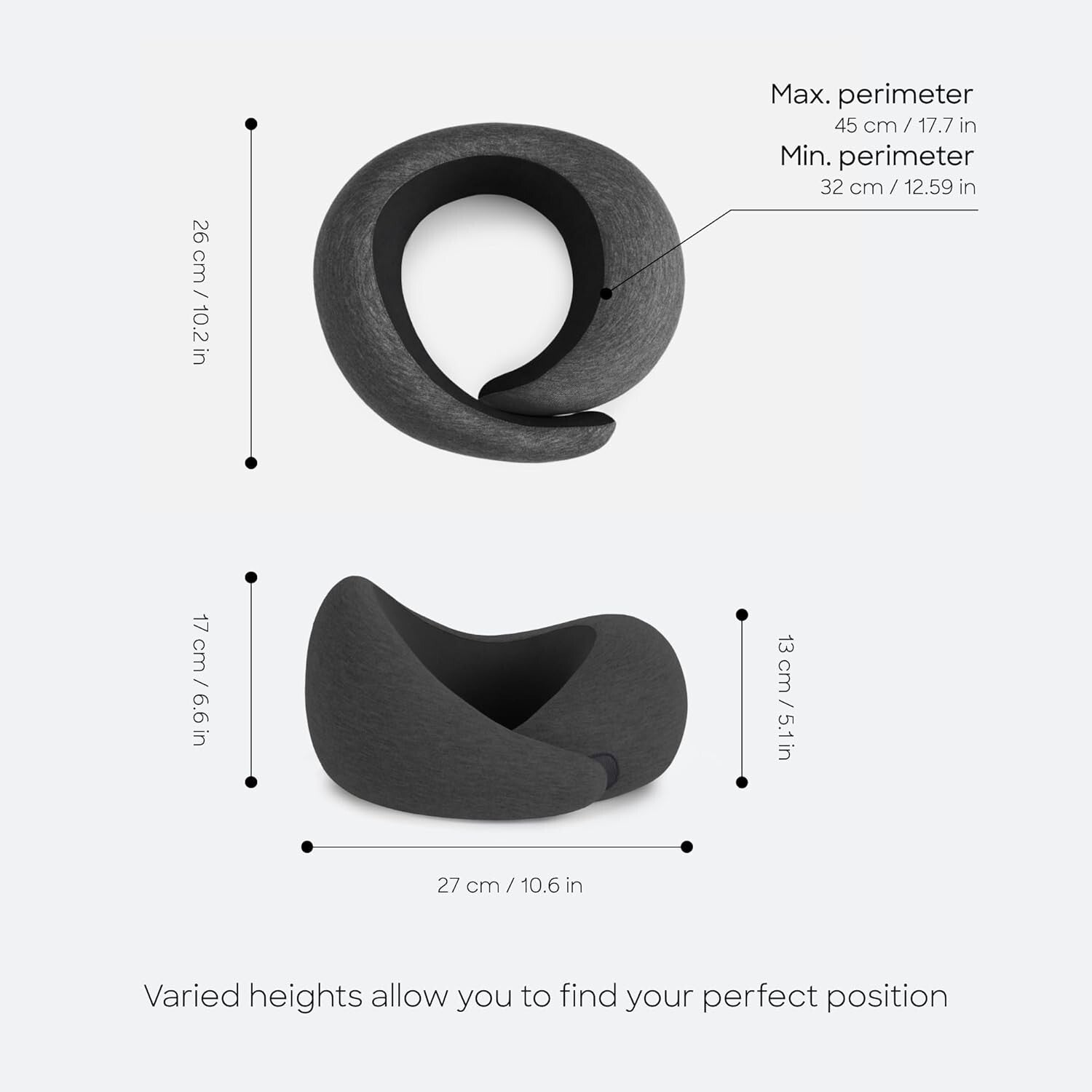 Asymmetrical Neck Pillow for Travel - Washable Modal Cover & Travel Bag Included