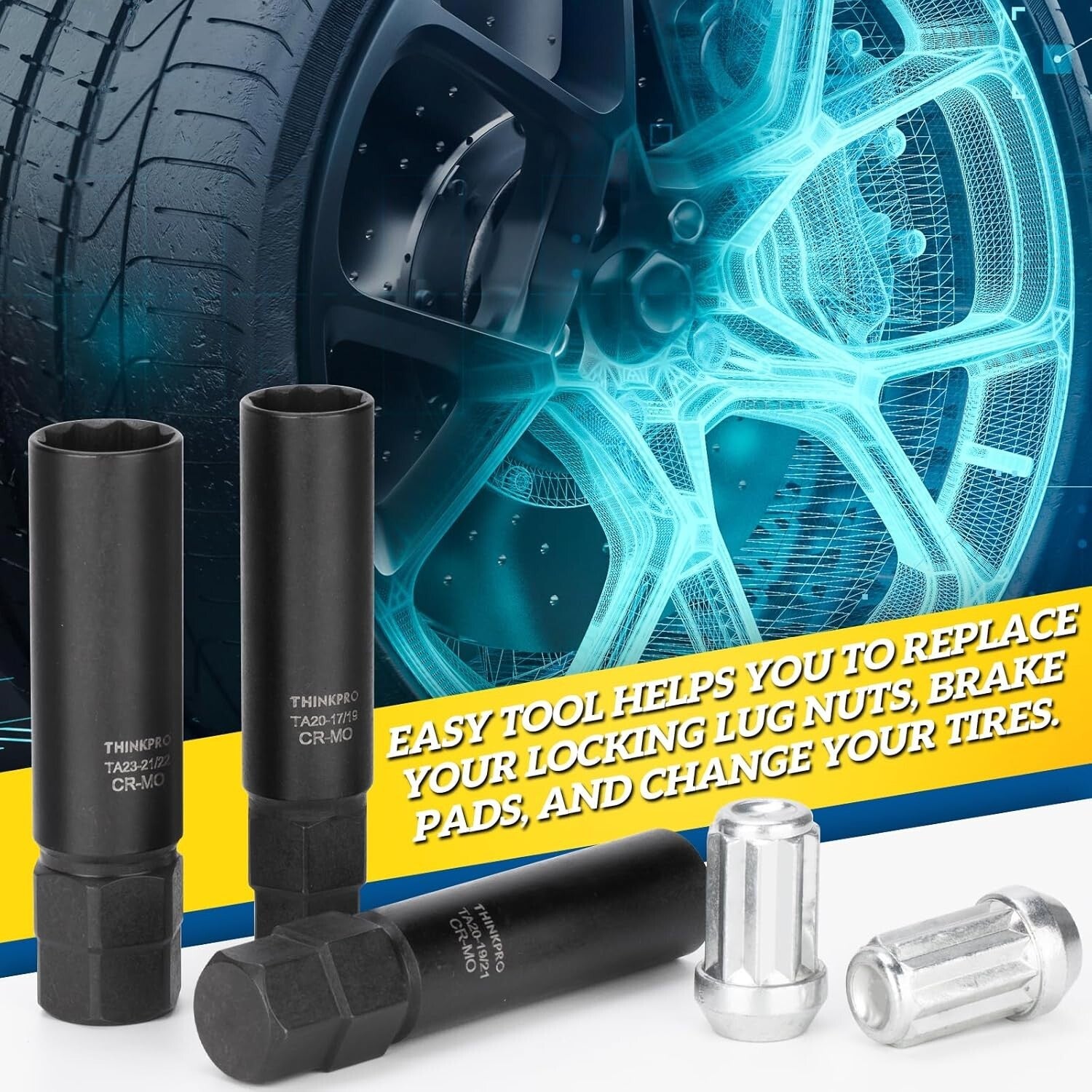 10-Spline Lug Nut Key Set - Compatible with Bimecc 3-Piece Wheel Lock Tool
