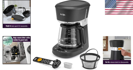 12-Cup Black & Chrome Coffee Maker with Advanced Filtering and Auto Clean Cycle