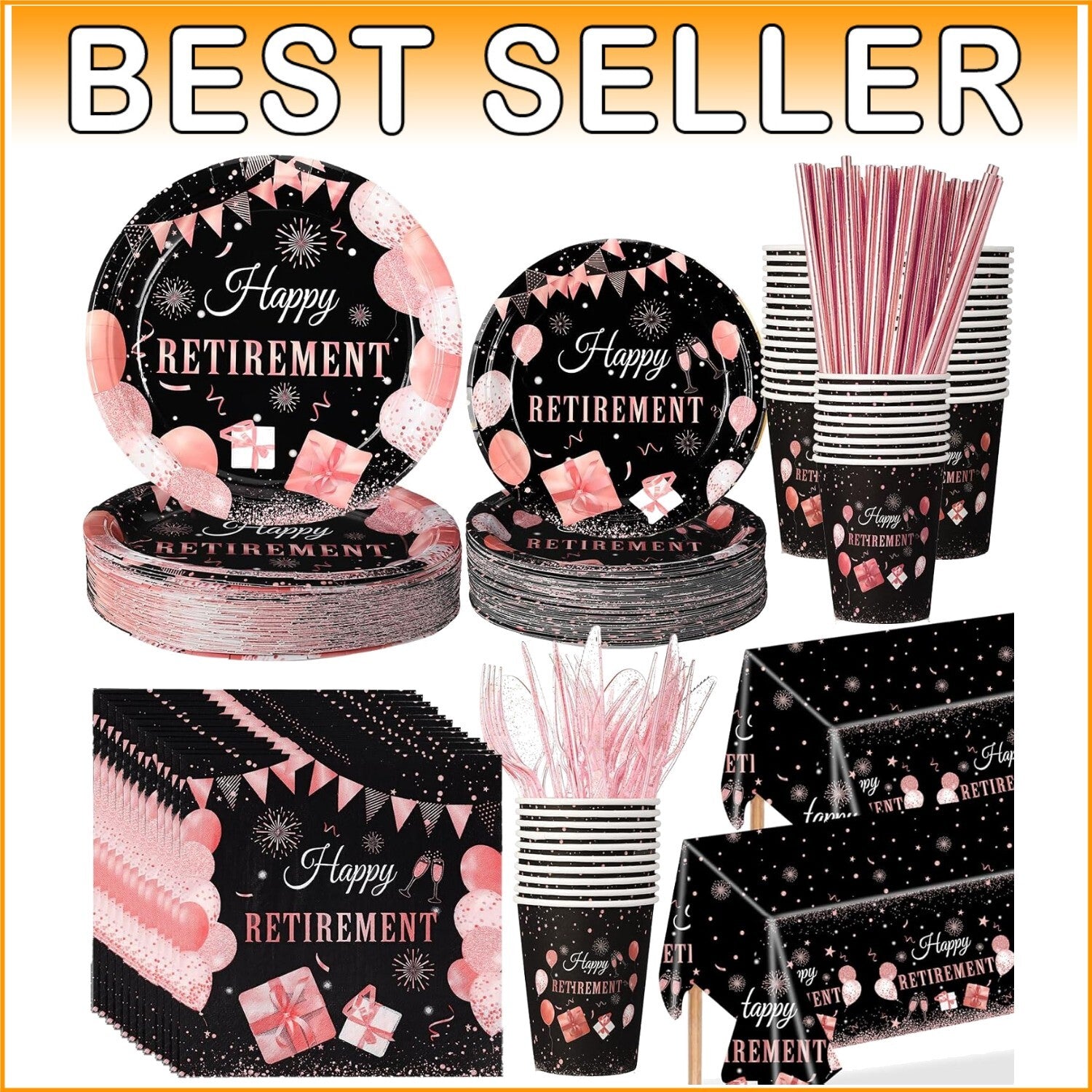 Sophisticated 452-Piece Rose Gold Party Supplies: Celebrate Retirement in Style