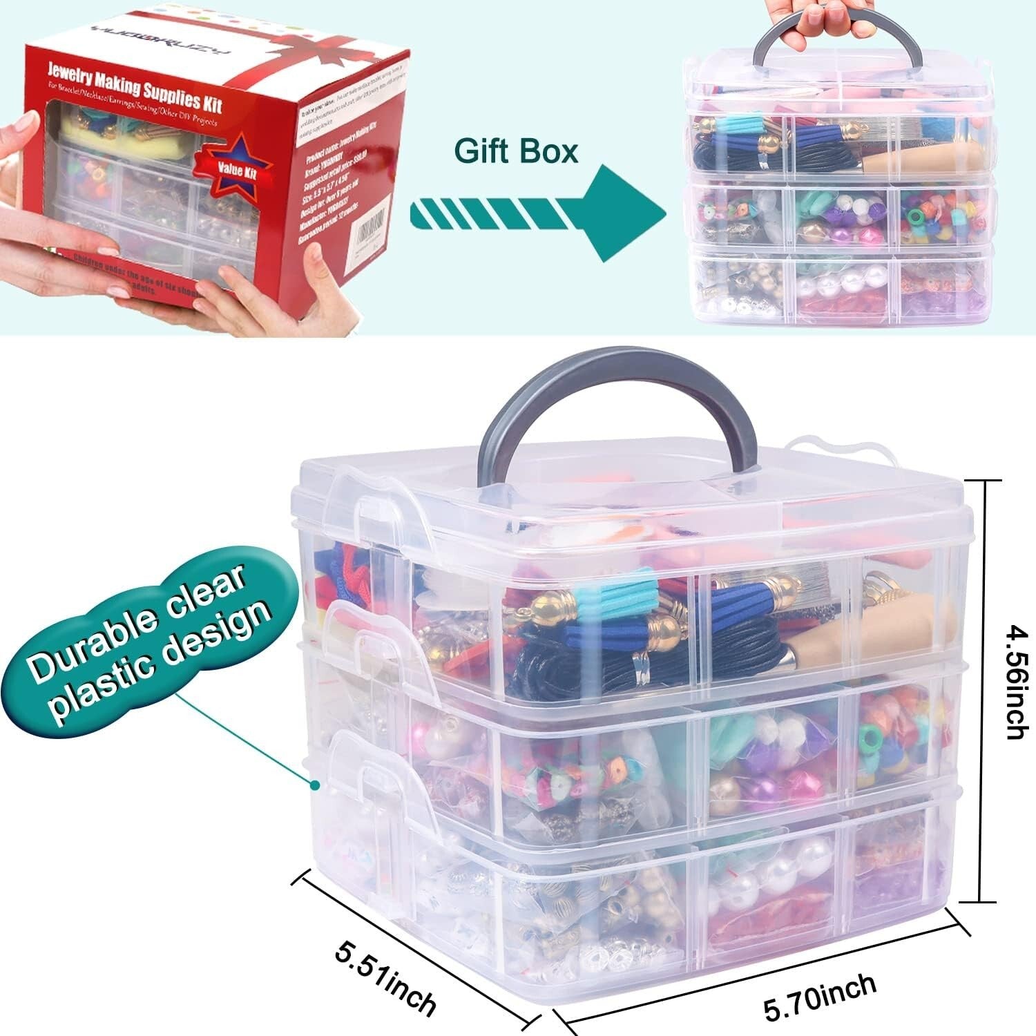 Complete Jewelry Craft Kit with Tools, Beads & Findings - Perfect Gift Idea