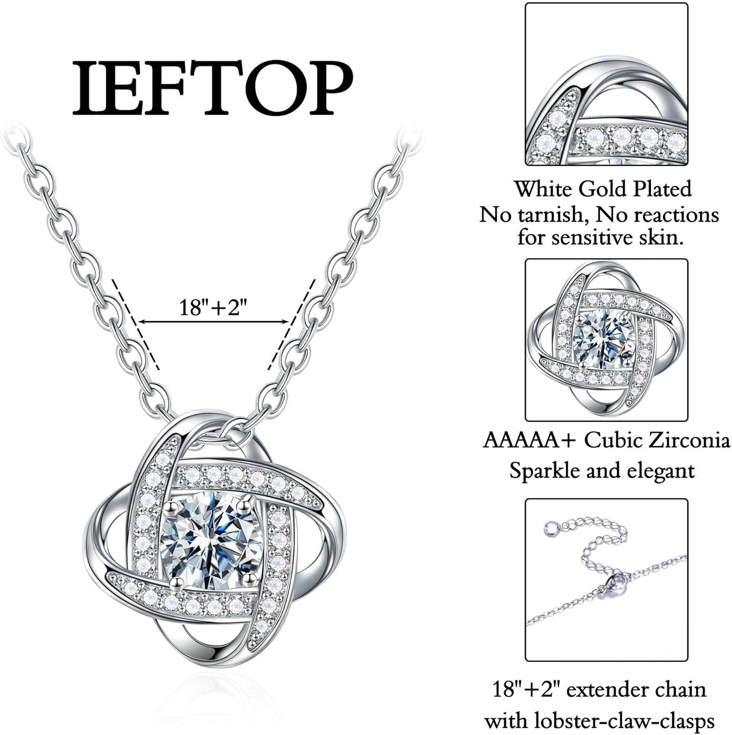 Dainty Love Knot Necklace in 14K White Gold - Perfect for Mother’s Day Gifts