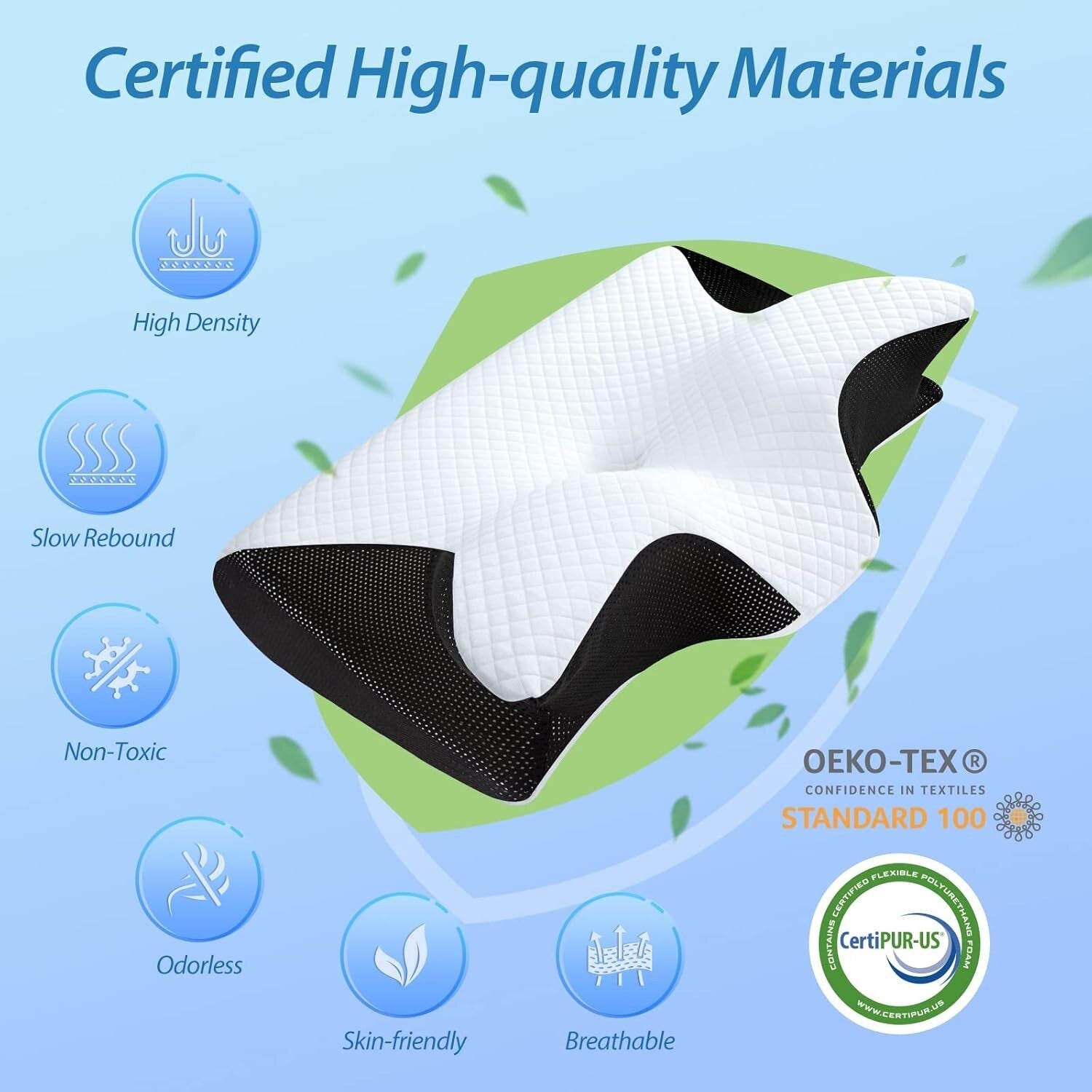 Adjustable Height Memory Foam Neck Pillow for Side, Back, and Stomach Sleepers