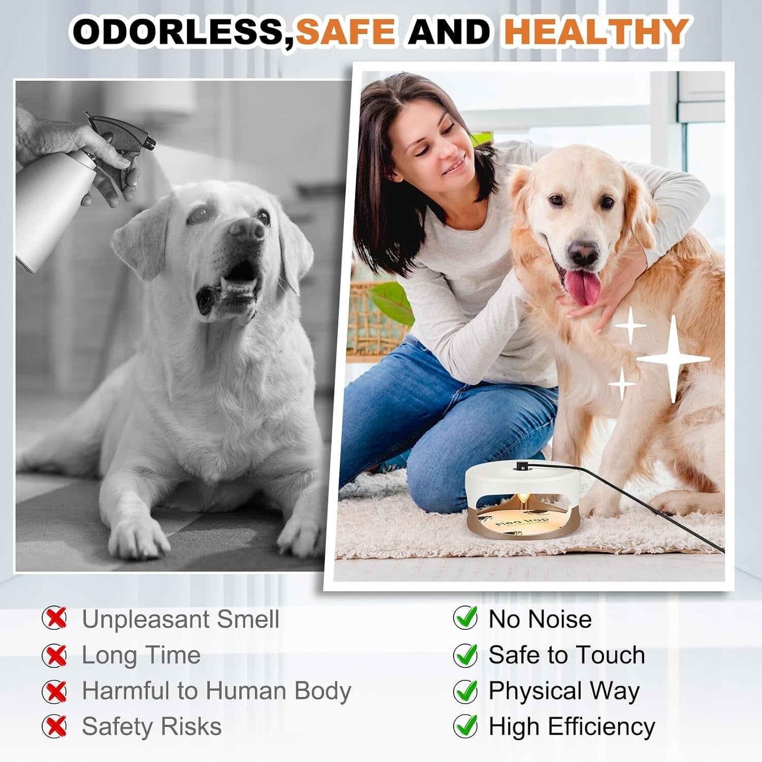 Durable Indoor Flea Light Trap Bundle - 4 Traps with UV Bulbs & Sticky Discs