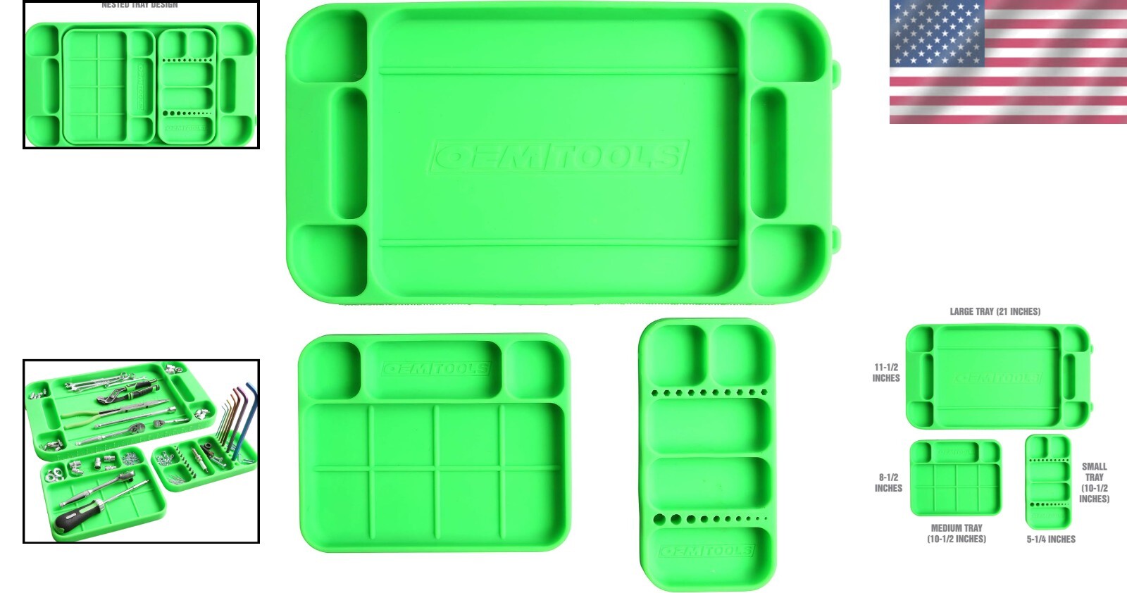 Heat-Resistant Rubber Tool Mats: 3-Piece Rounding Tray Set for Easy Organization