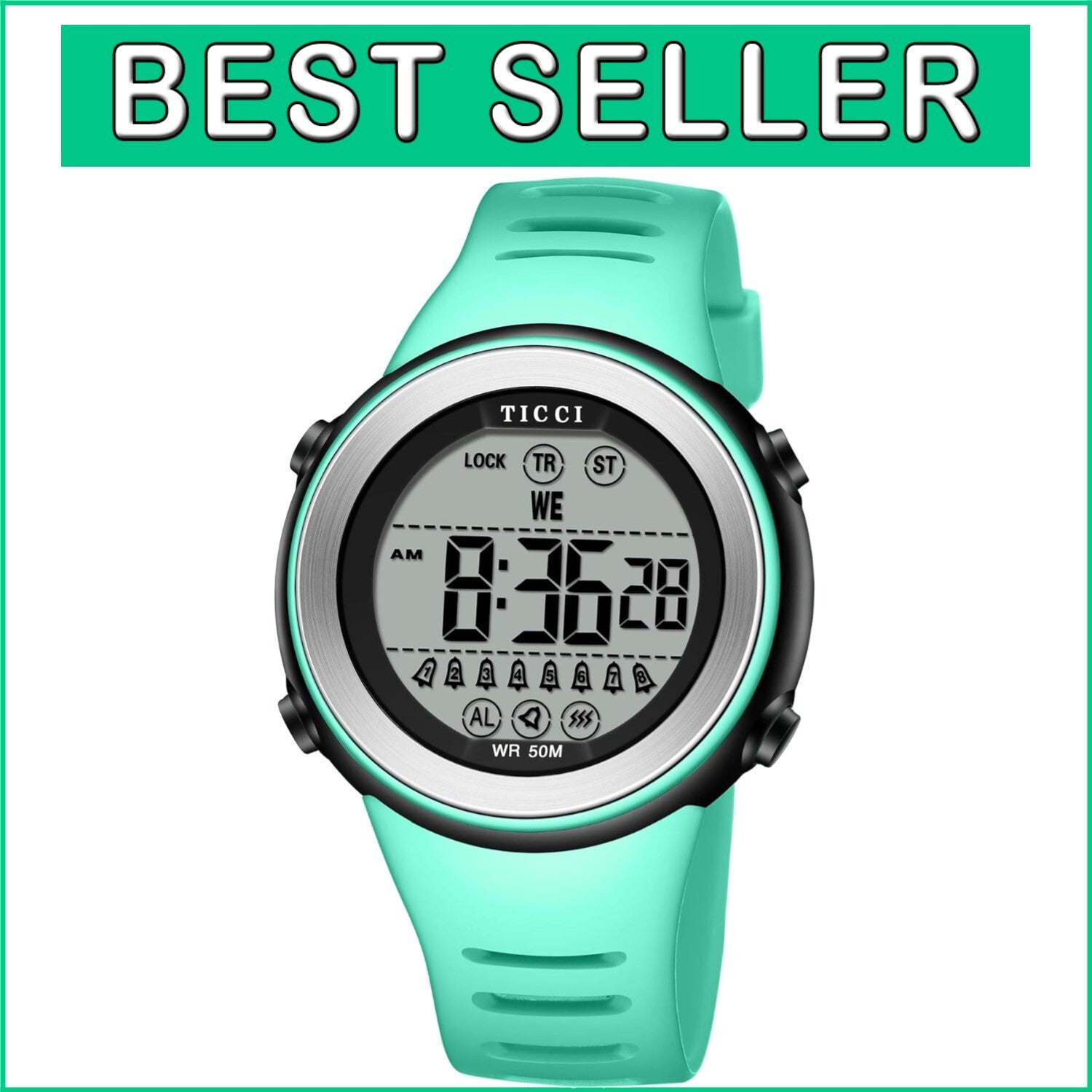 Unisex Waterproof Watch with 8 Vibrating Alarms - Ideal for Medication Reminders