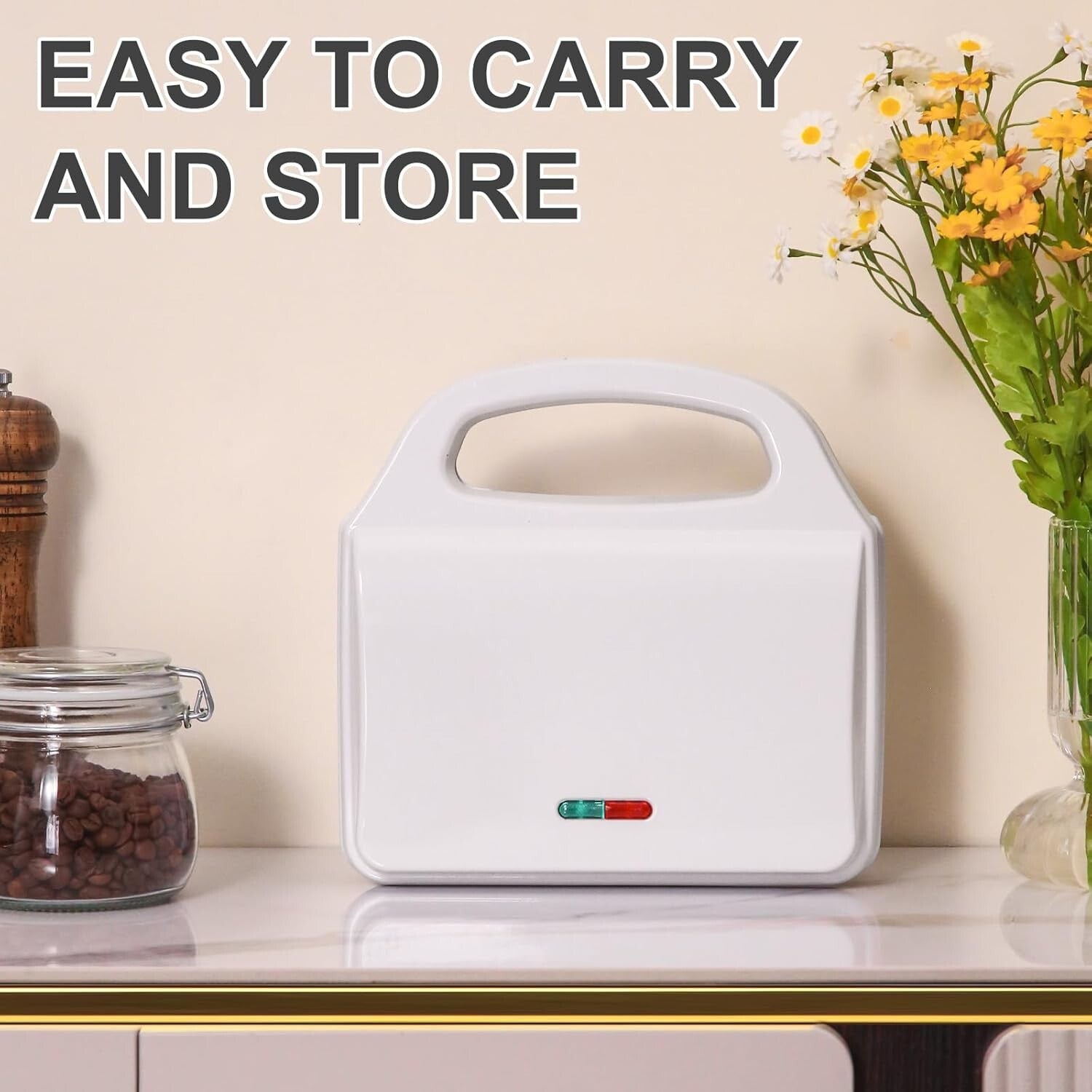 Non-Stick Hot Dog Waffle Machine with Temperature Control - White Design