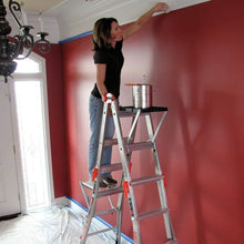 Load image into Gallery viewer, Ladder Accessory Project Tray with Magnetic Dish &amp; Tool Slots - 25 lbs Rating