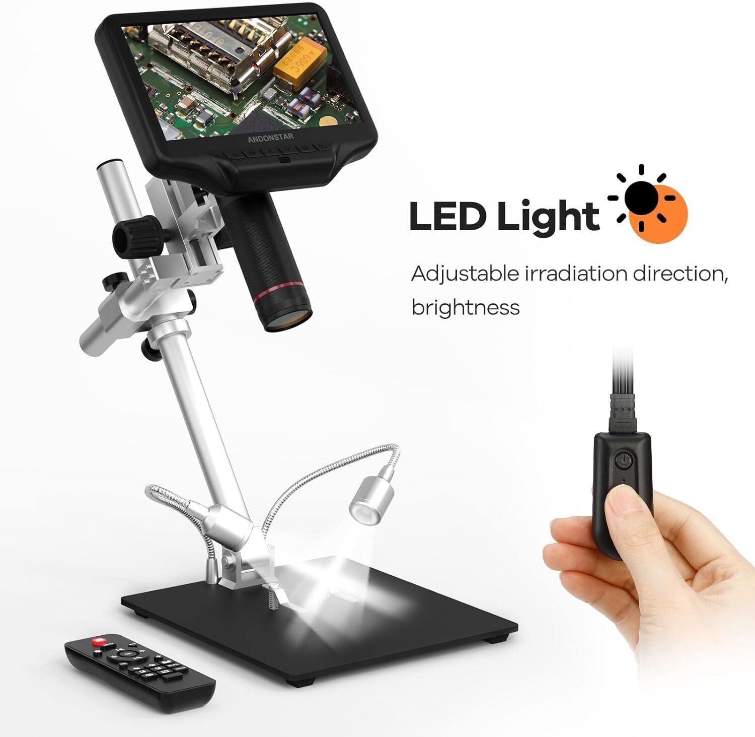 AD407 Pro 3D HDMI Digital Microscope with 7" LCD Screen for Precision Repairs