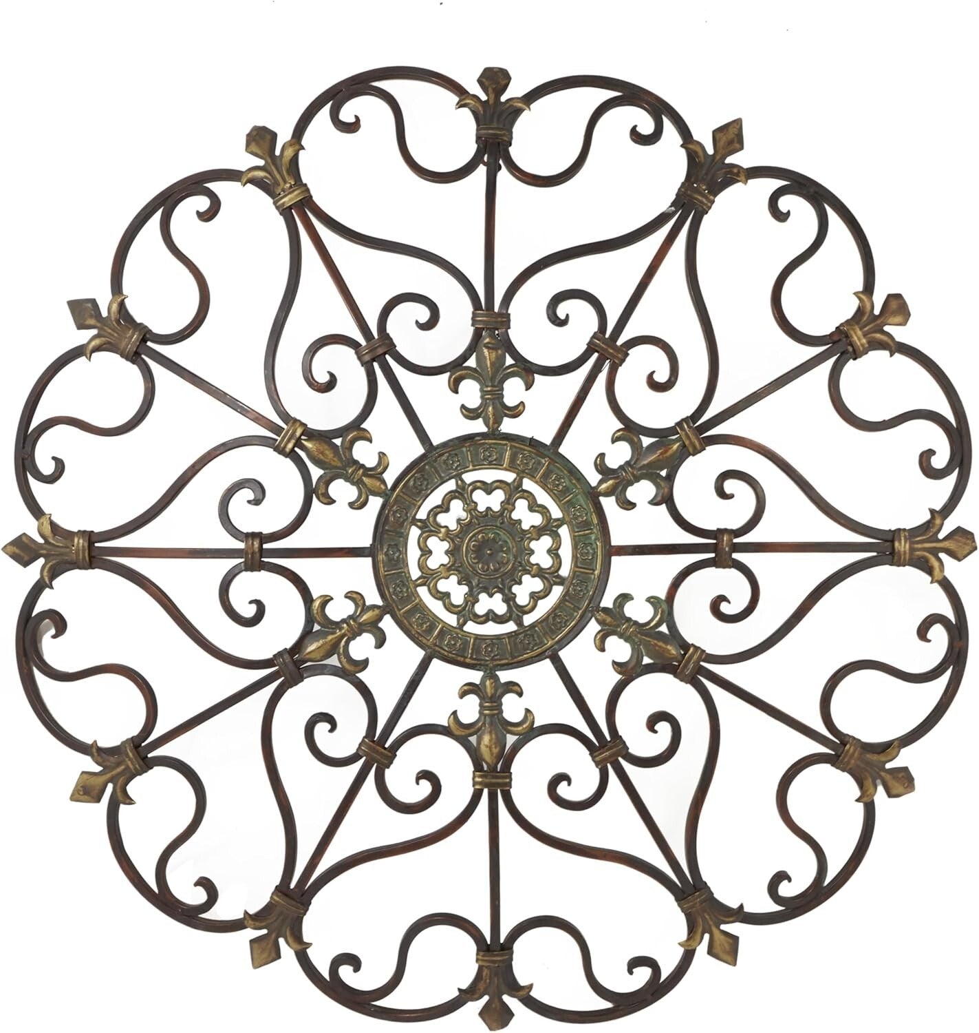 Antique-Inspired Metal Wall Decor - 29" Scroll Design for Living Rooms