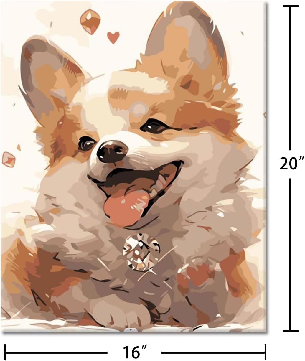 Complete Dog-themed Paint by Numbers Set - Framed Canvas & Brushes for Beginners