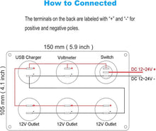 Load image into Gallery viewer, Versatile Panel Mount Dual USB Charger with 3-Way Power Outlet &amp; Toggle Switch