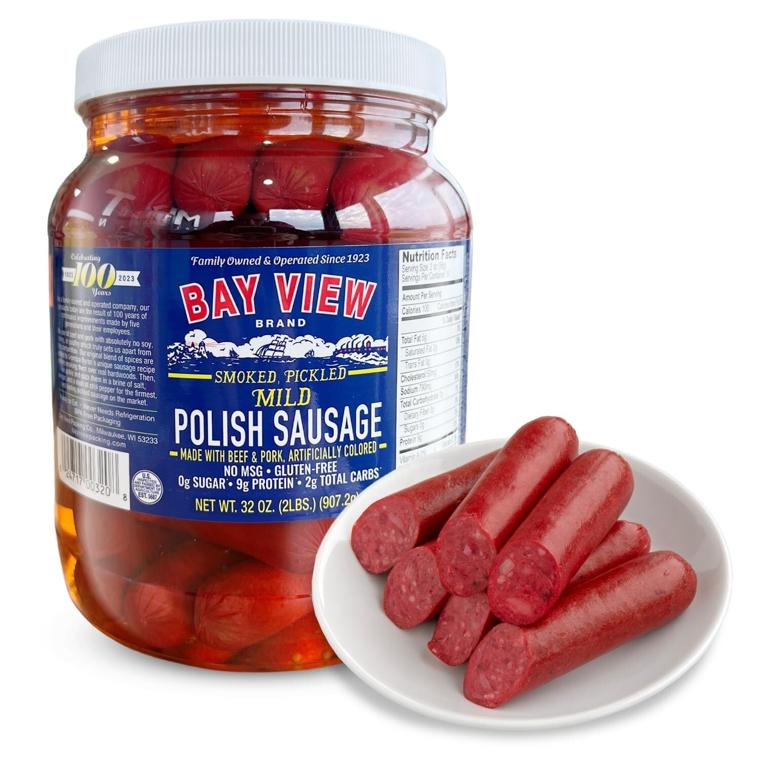 Bay View Premium Smoked Polish Sausage - No MSG, 0g Sugar & Gluten-Free