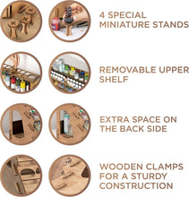 Load image into Gallery viewer, 58-Hole Paint Organizer: Removable Shelf &amp; Stands for Miniature Painting