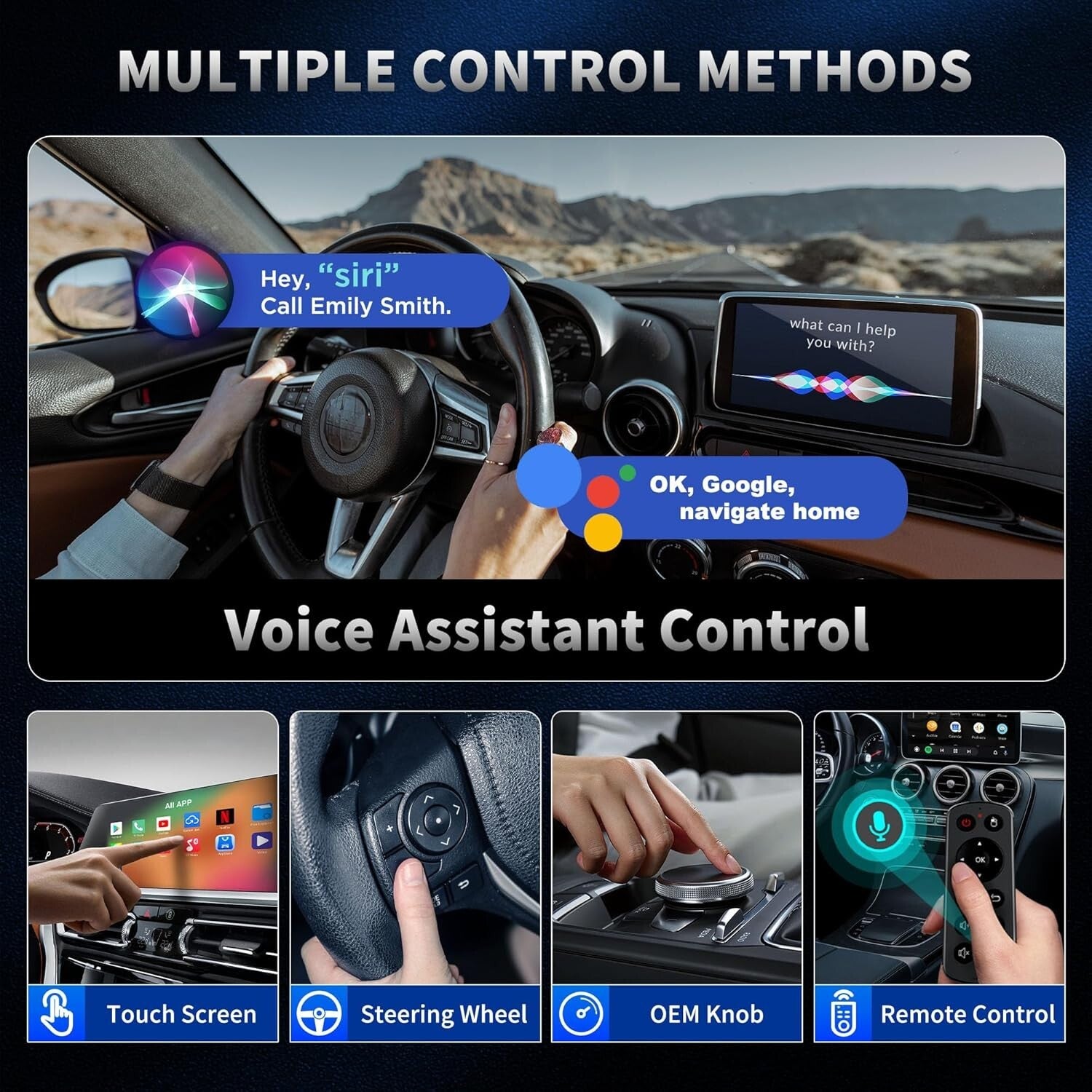 Seamless Streaming Wireless Adapter for CarPlay & Android Auto - Remote Included