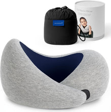 Load image into Gallery viewer, Compact Deep Blue Travel Neck Pillow with Asymmetrical Design - Washable Cover