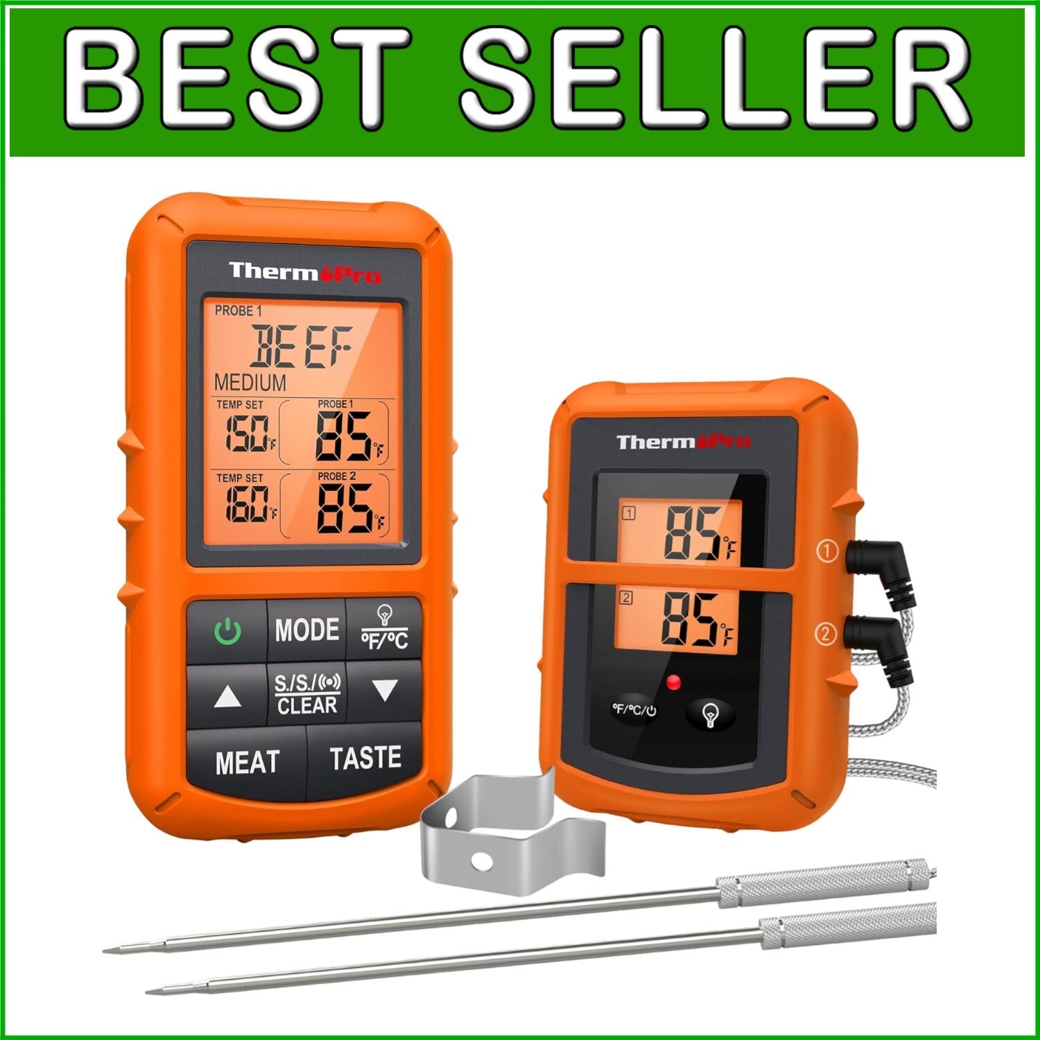 Digital BBQ Meat Thermometer with Dual Probes - Hassle-Free Cooking Made Easy