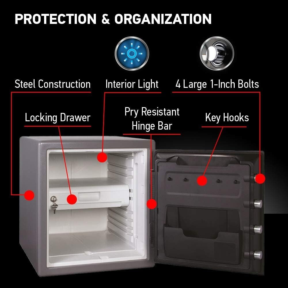 1.23 Cubic Feet Fireproof & Waterproof Safe - Keypad Lock & Interior Light