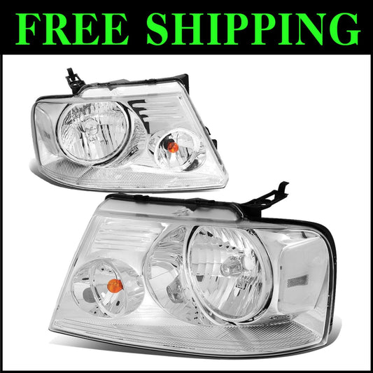 Enhance Visibility with Chrome Clear Headlights for 2004-2008 F150 & Mark LT
