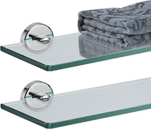 Load image into Gallery viewer, Durable Chrome Bathroom Glass Shelf - 20x5 Inches, Water-Resistant, Pack of 2