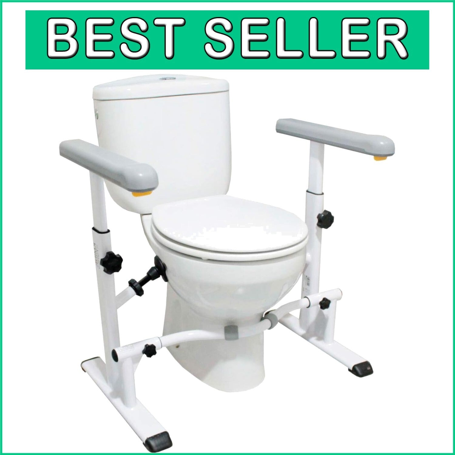 Sturdy Steel Toilet Frame with Adjustable Armrests for Elderly & Pregnant Women