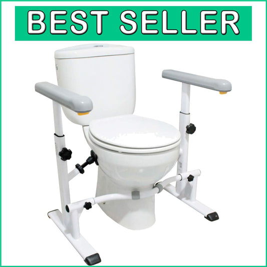 Sturdy Steel Toilet Frame with Adjustable Armrests for Elderly & Pregnant Women