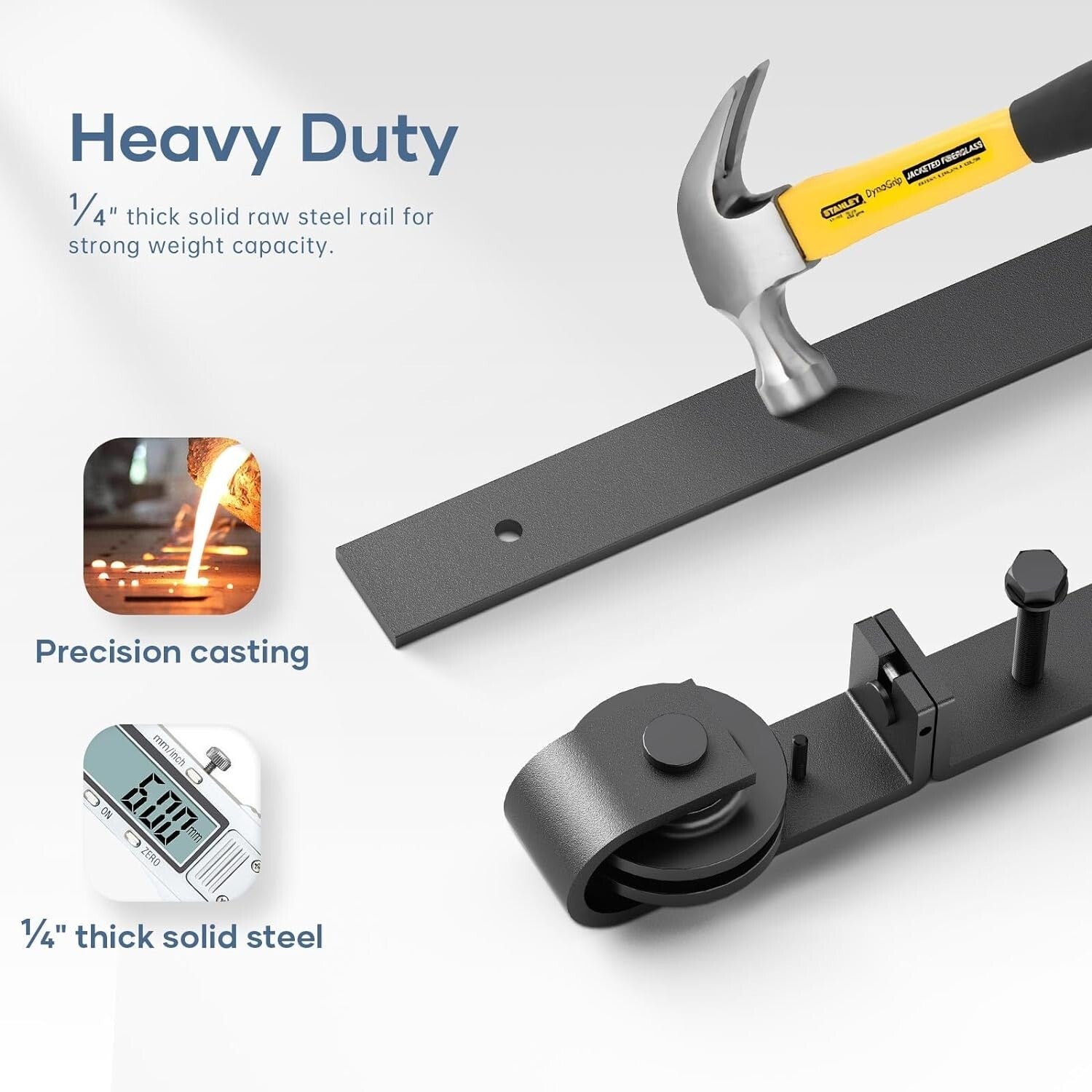 Durable 36-Inch Heavy-Duty Barn Door Hardware Kit - Fits Double 18" Doors