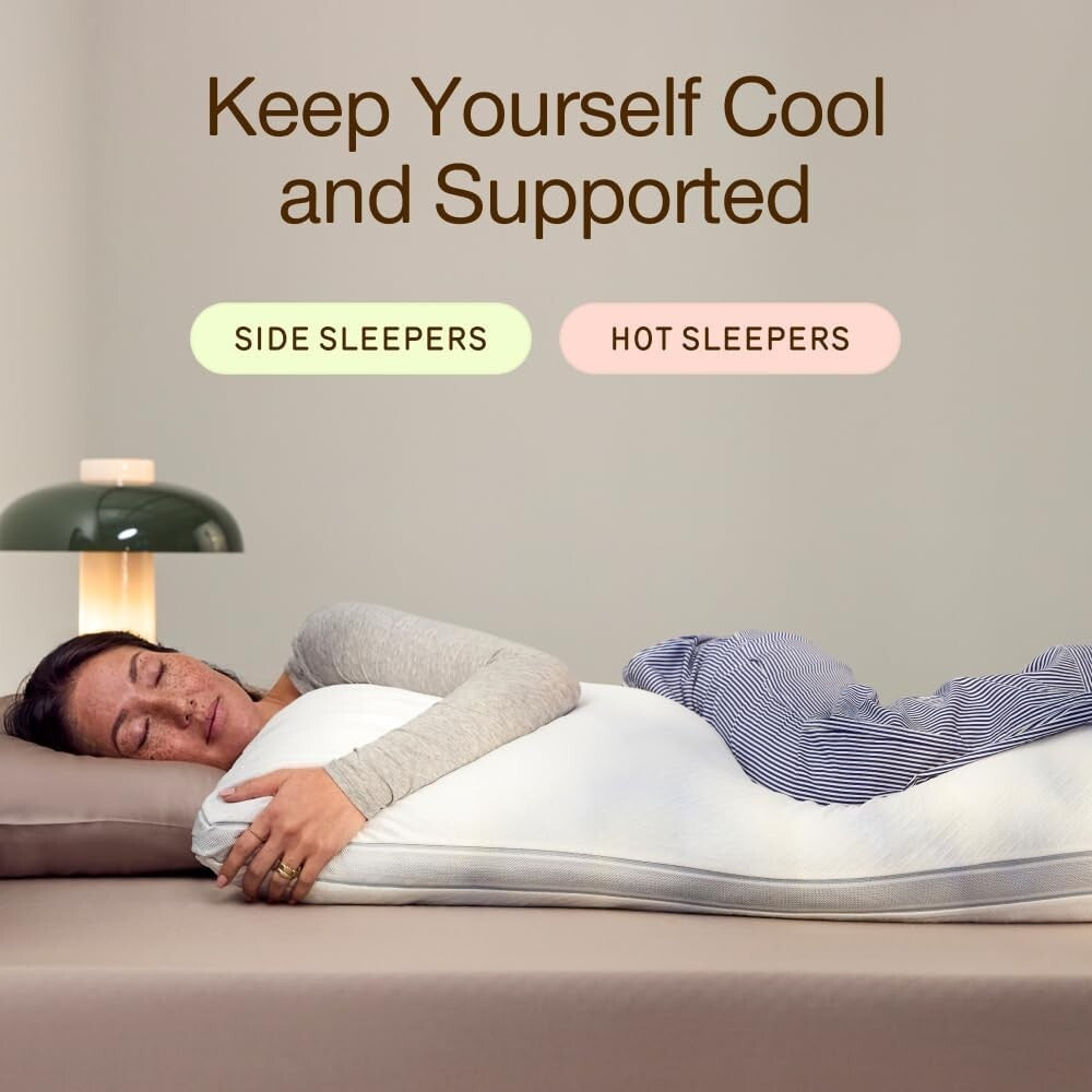 Full Body Support Pillow 18x52 for Pregnancy & Side Sleepers - Cool+ Adjustable