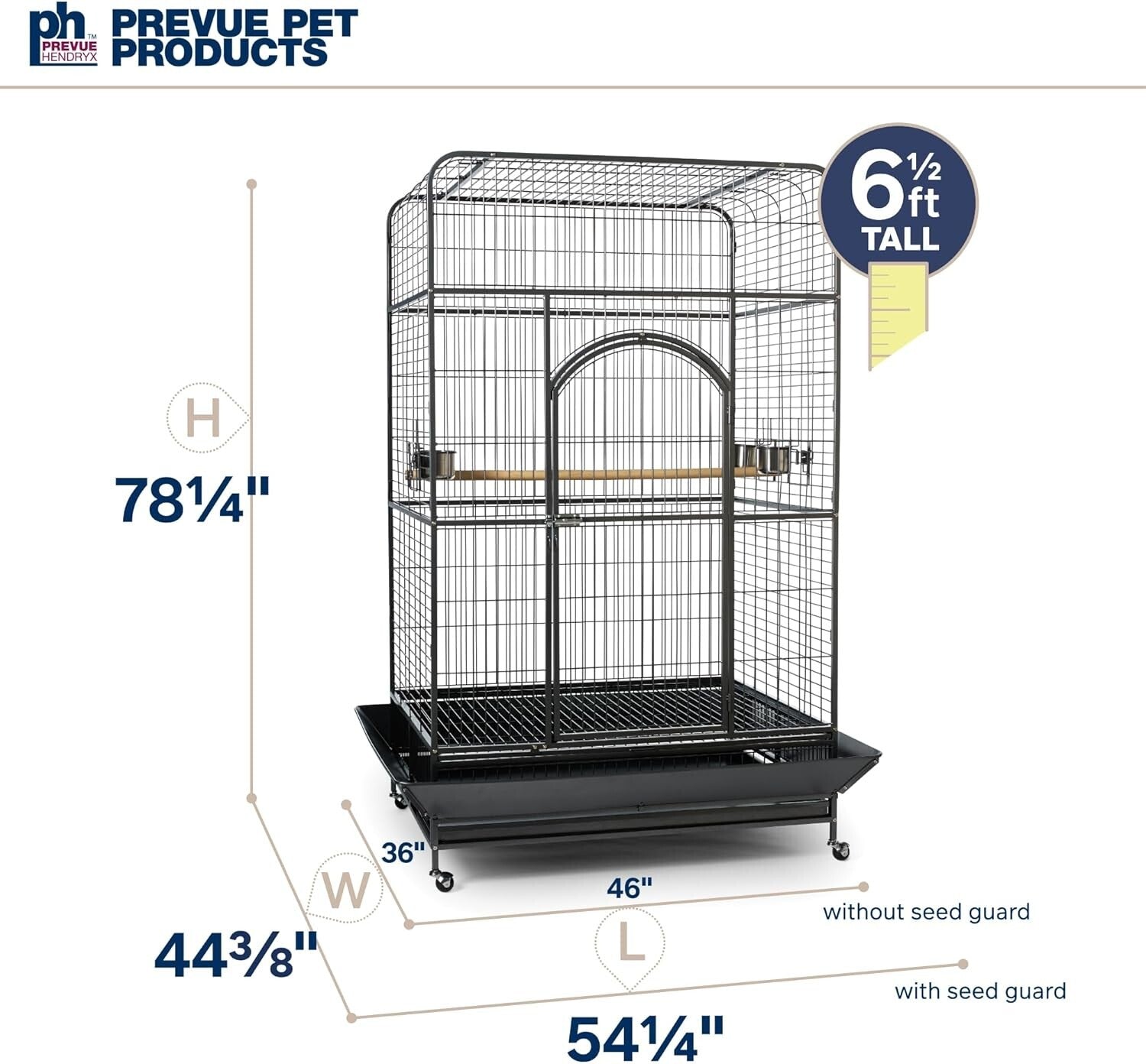 Luxurious 46" X 36" Empire Macaw Cage: Stainless Steel Design for Active Birds