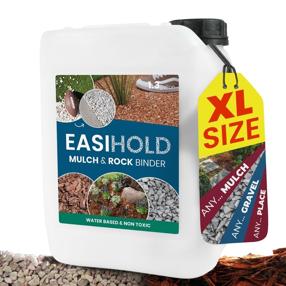 EASIHOLD 1.3 Gallon Mulch Glue - Non-Toxic, Fast-Drying Landscaping Solution