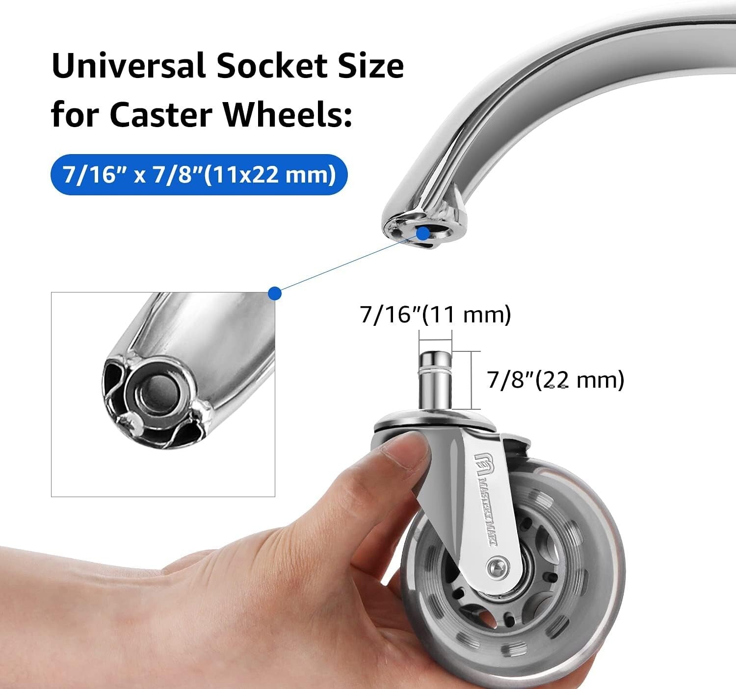 28-Inch Heavy Duty Office Chair Base Replacement - Universal Caster Included