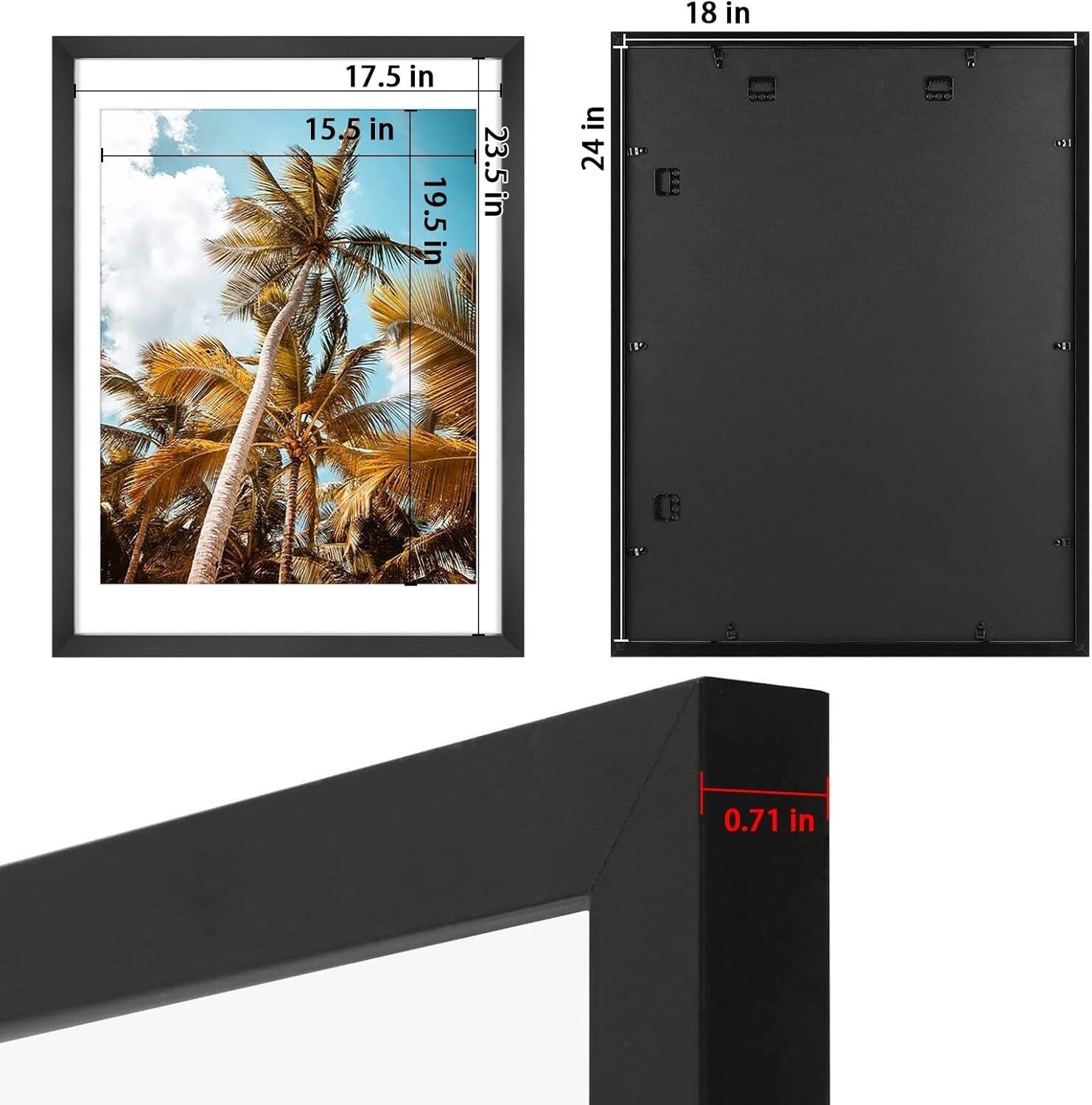 Stylish 18x24 Wall Frame with High-Definition Glass - Portrait or Landscape