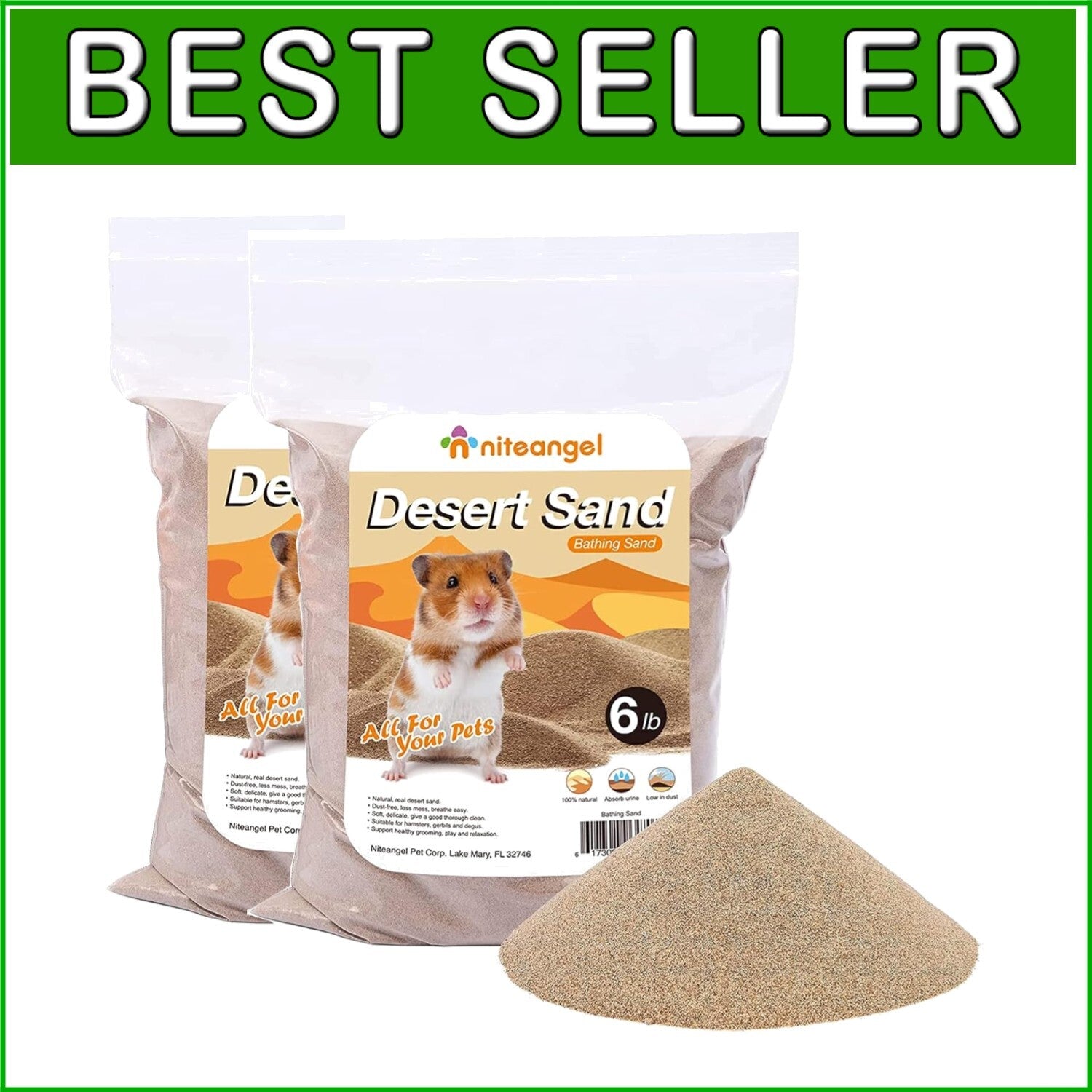 12lb Natural Bath Sand - Dust-Free Solution for Hamsters, Mice & Gerbils