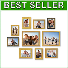 Load image into Gallery viewer, Set of 10 Vintage Gold Gallery Frames with Crystal Clear Glass for Elegant Di...
