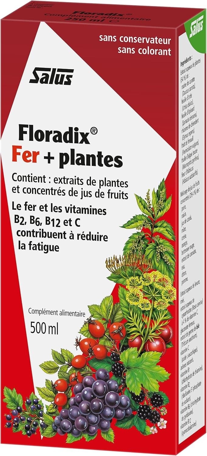 Floradix Iron + Herbs – Convenient 500 ML for Energy Boost & Healthy Metabolism