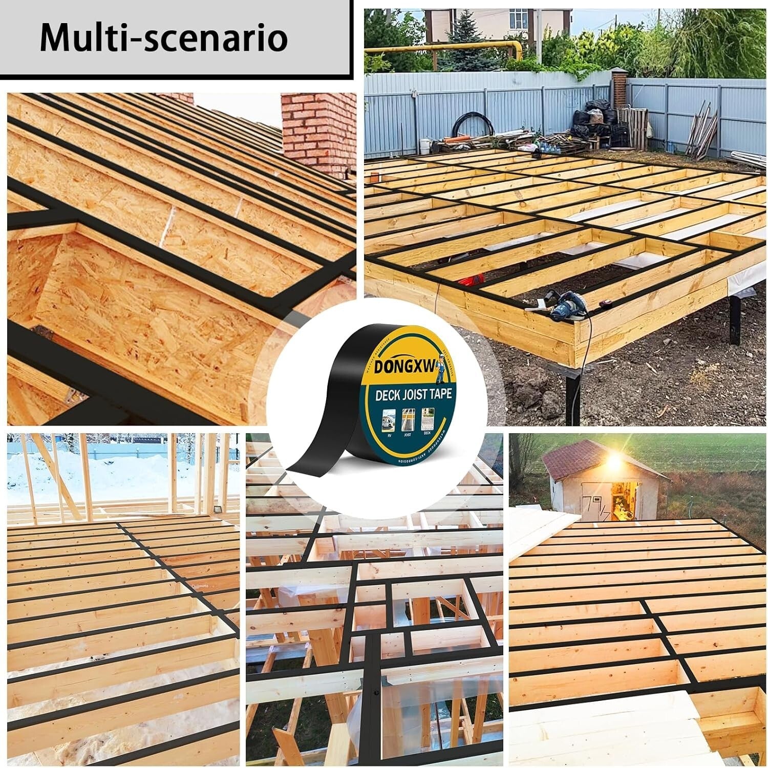 10-Pack Waterproof Butyl Deck Joist Tape 2'' x 50' - Weather Resistant Solution