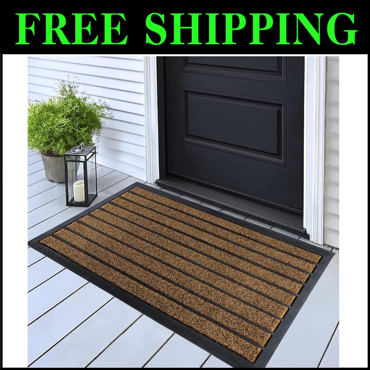 Moisture Resistant & Easy-Clean 32" x 20" Outdoor Entrance Mat – Modern Striped