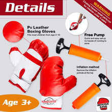 Load image into Gallery viewer, Adjustable Kids Boxing Set with Gloves &amp; Punching Ball - Fitness Fun Ages 3-10