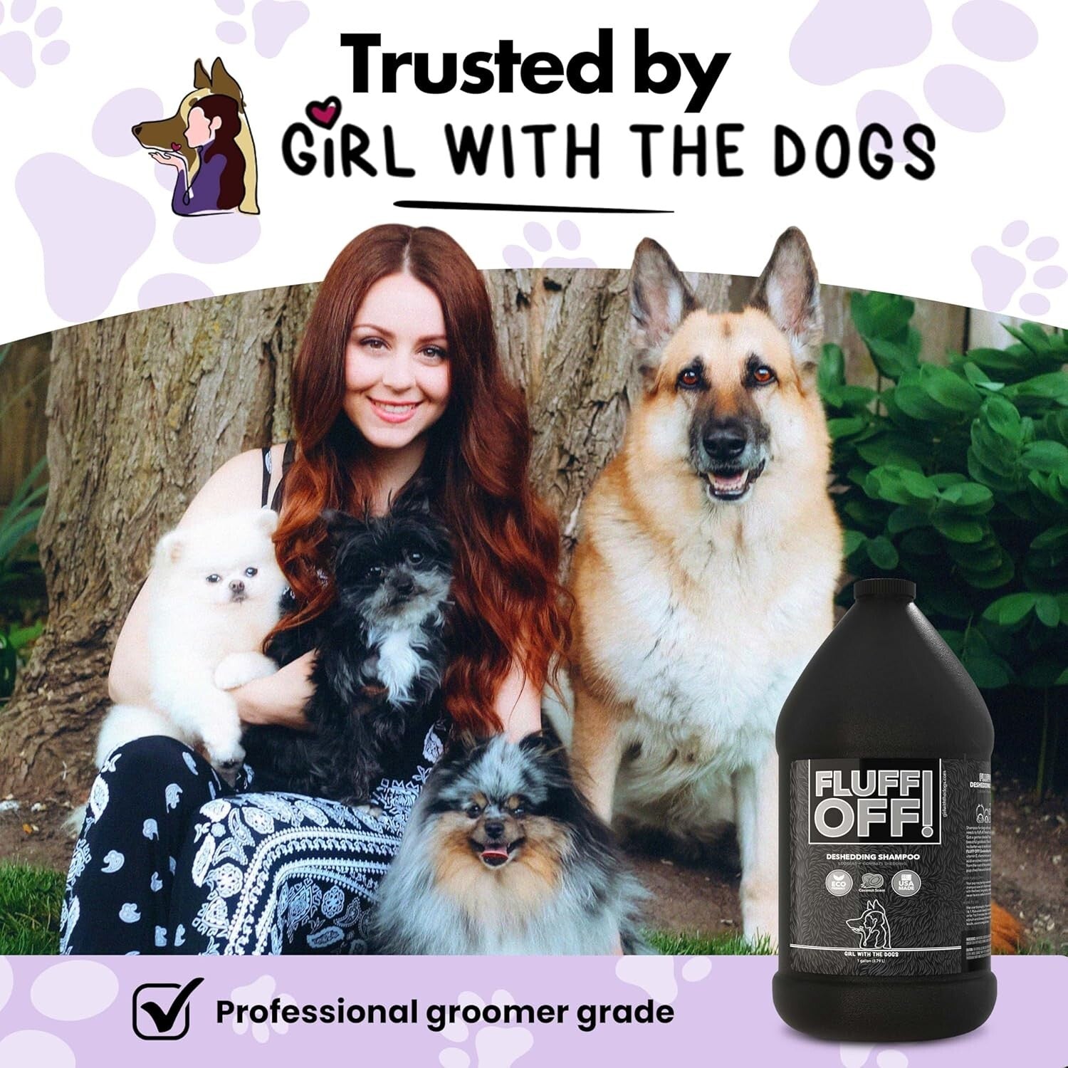 Fluff Off! Natural Deshedding Dog & Cat Shampoo 1 Gal - Reduces Shedding & Odors