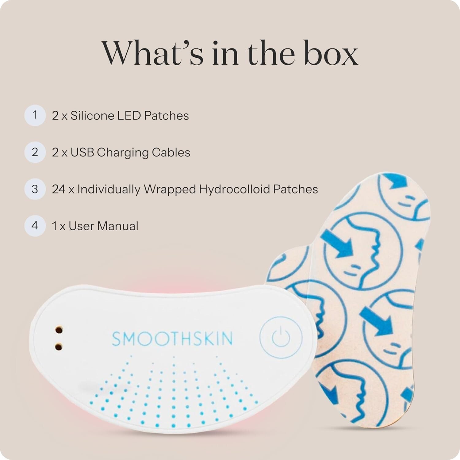 Compact LED Eye Patches with Hydrocolloids - Reduce Wrinkles & Brighten Skin