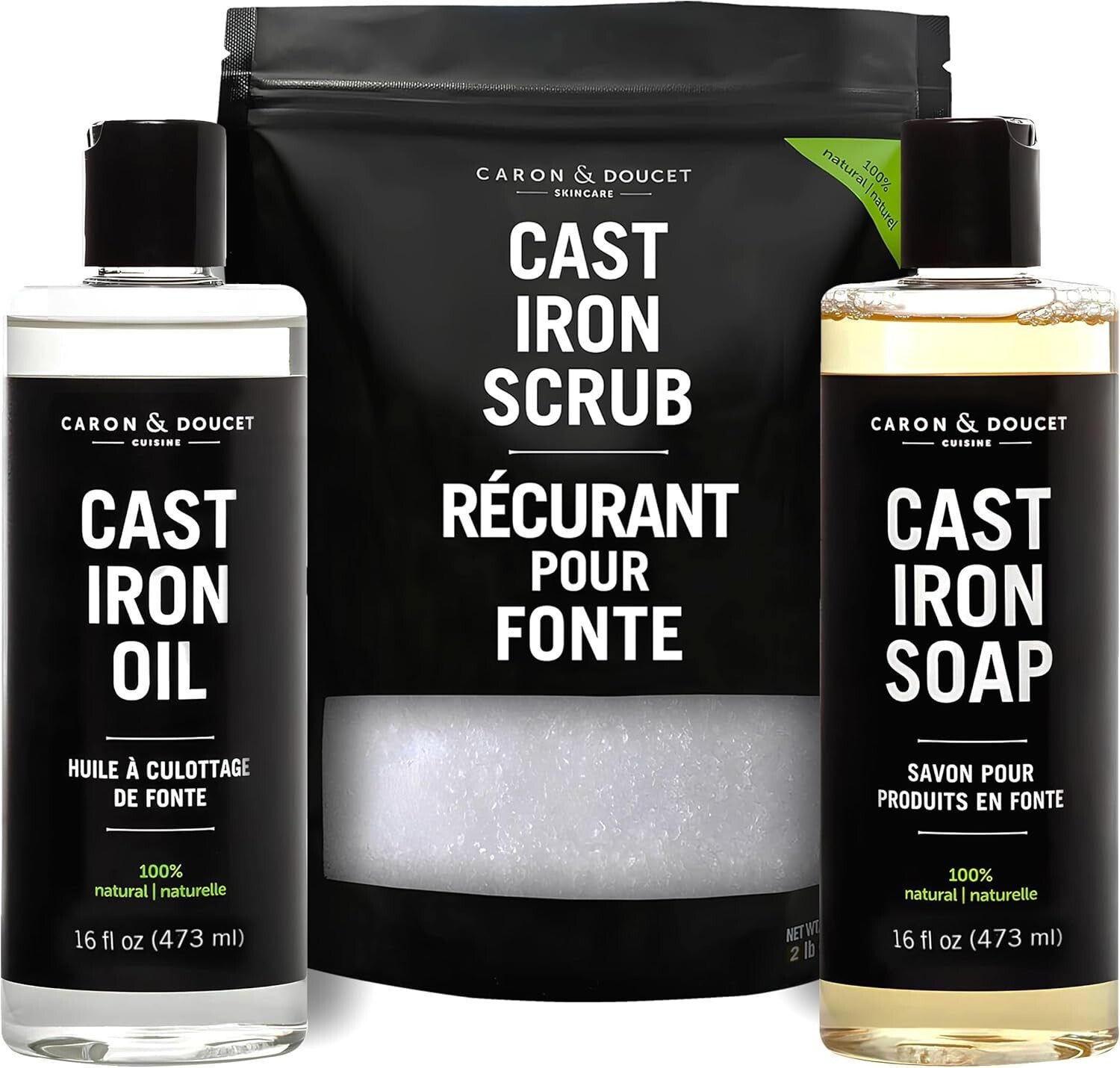 Ultimate 32 Fl Oz Plant-Based Cleaning Set for Cast Iron Restoration & Seasoning
