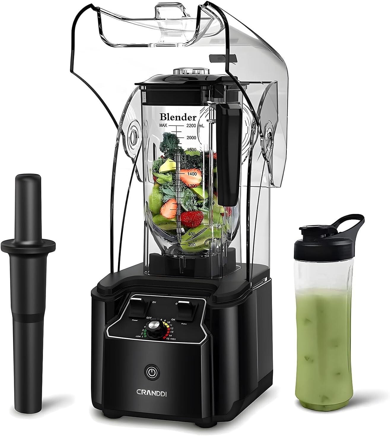 K90 Black Professional Blender - 80oz Capacity with Noise Reduction Shield